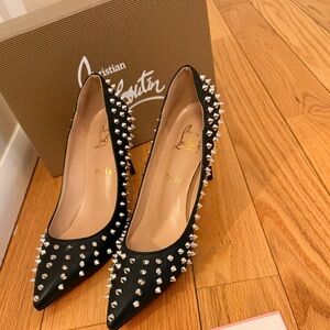 Christian Louboutin Black Heels with Silver Spikes